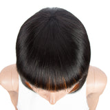 NOBLE Short Human Hair Bob Wigs with Bangs | 10" Machine Made Bob Wigs for Black Women | Dyed Orange Hair Behind Ear Wigs ERIN - Noblehair