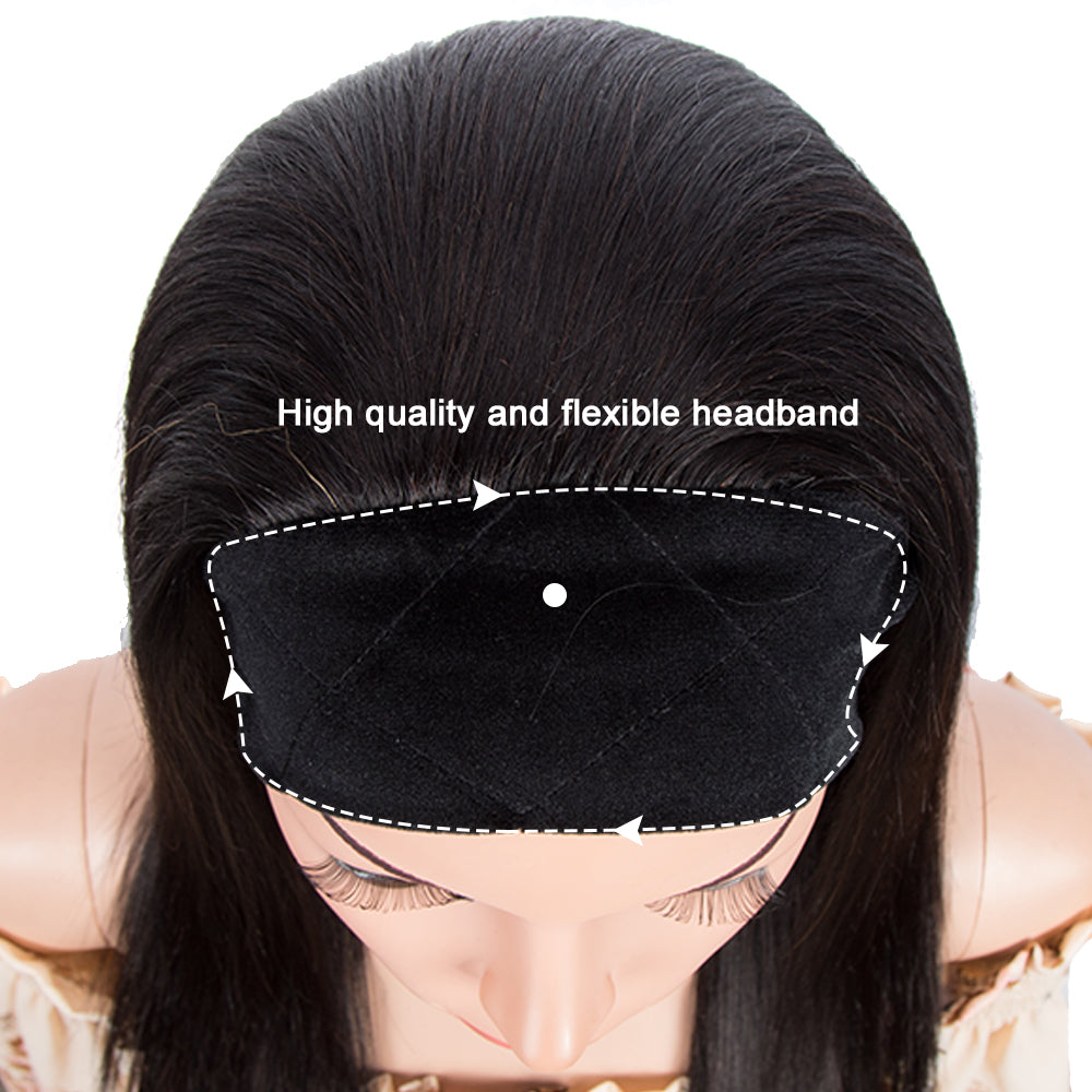 NOBLE Human Hair headband Wigs | Straight Virgin Human Hair Wig | 14-28 Inch Natural Color Wigs - Noblehair