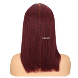 NOBLE Human Hair Lace Front Wig | 16 Inch Lob Straight Hair | Red | F Page - Noblehair