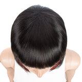 NOBLE Short Human Hair Bob Wigs with Bangs | 10" Machine Made Bob Wigs for Black Women | Dyed Red Hair Behind Ear Wigs ERIN - Noblehair