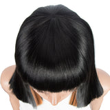 NOBLE Synthetic Behind Ear Dyed Hair Wig | 13 Inch Blunt Cut Bob Wigs with Bangs | Dyed Orange Color Behind Ear Avril - Noblehair