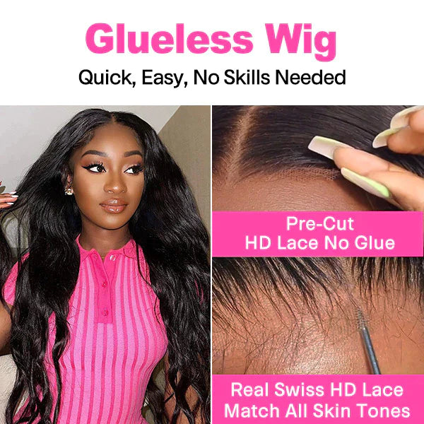 Pre Cut Lace 4x6 HD Lace Glueless Straight Wig Wear Go Closure Wig