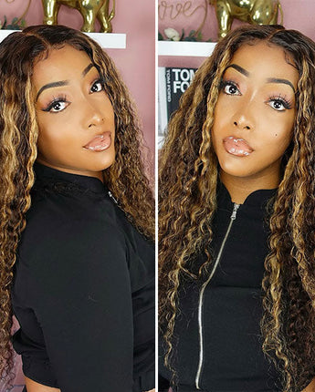 Pre Cut 4x6 HD Lace Water Wave Wear Go Highlights Ombre Hair Glueless Wig