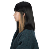 NOBLE Synthetic Behind Ear Dyed Hair Wig | 13 Inch Blunt Cut Bob Wigs with Bangs | Dyed Orange Color Behind Ear Avril - Noblehair