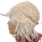 NOBLE Synthetic Non Lace Wig | Natural Wave 12 inches Short Curly BOB Hair Wigs | Ombre White Purple Wig GEMMA - Noblehair