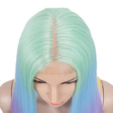 NOBLE Synthetic Lace front Middle Part Wig | 30 Inch long straight Wig | Green Rainbow Wig HEADLINE - Noblehair
