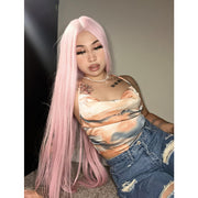 38 inch Super Long Straight PINK Synthetic Lace Front Wigs | NOBLE