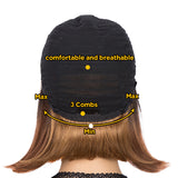 NOBLE Synthetic 4*4 Lace Frontal  Bob Wigs | Ombre Brown Color Straight Bob Wig | JULIE - Noblehair