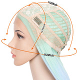 NOBLE Synthetic Lace front Middle Part Wig | 30 Inch long straight Wig | Green Rainbow Wig HEADLINE - Noblehair