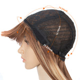 NOBLE Synthetic Behind Ear Dyed Hair Wig | 13 Inch Blunt Cut Bob Wigs with Bangs | Dyed Blonde Color Behind Ear Avril - Noblehair