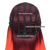NOBLE Synthetic Lace front Middle Part Wig | 30 Inch long straight Wig | Ombre Red Wig HEADLINE - Noblehair