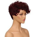 NOBLE Human Hair Wig | 10 Inch Short Curly Pixie | Single Color | Amna - Noblehair