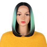 NOBLE Synthetic Lace Bob Wigs | 12 inch Lace front Wig Short Wigs | Fashion Green Light-shadow color - Noblehair