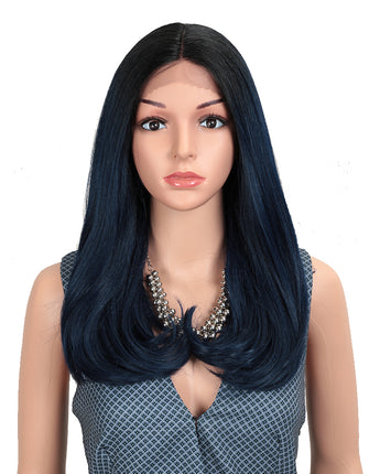 NOBLE Synthetic Lace Front Wig | 19 Inch Straight Lob | Dark Blue | ADA - Noblehair