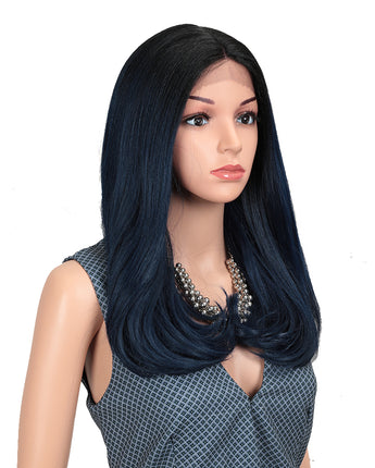 NOBLE Synthetic Lace Front Wig | 19 Inch Straight Lob | Dark Blue | ADA - Noblehair