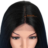 NOBLE Synthetic Lace Front Wig | 19 Inch Straight Lob | Dark Blue | ADA - Noblehair