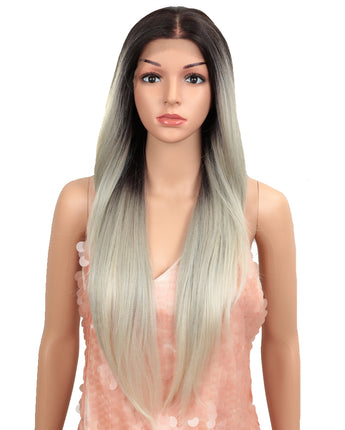 NOBLE Easy 360 Synthetic Lace Front Wig | 28 Inch Long Straight |Platinum  Grey| Agatha - Noblehair