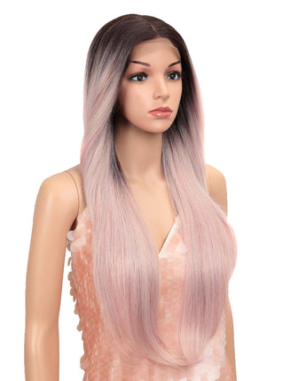 NOBLE Easy 360 Synthetic Lace Front Wig | 28 Inch Long Straight | Dream Pink | Agatha - Noblehair