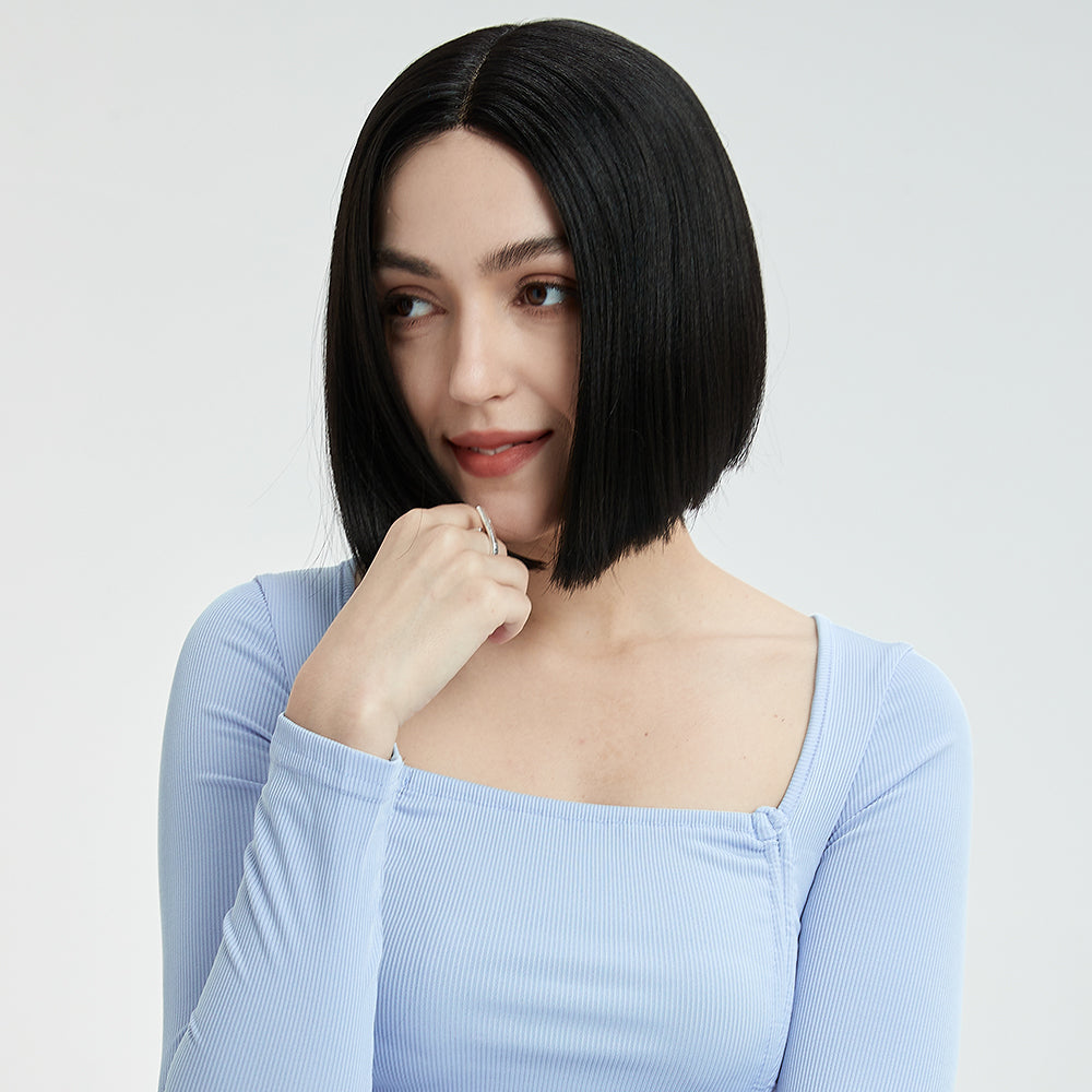 NOBLE 13*7 Synthetic Lace Frontal BOB Wig |10 inch Short Lace Wig | Realistic Black Wigs