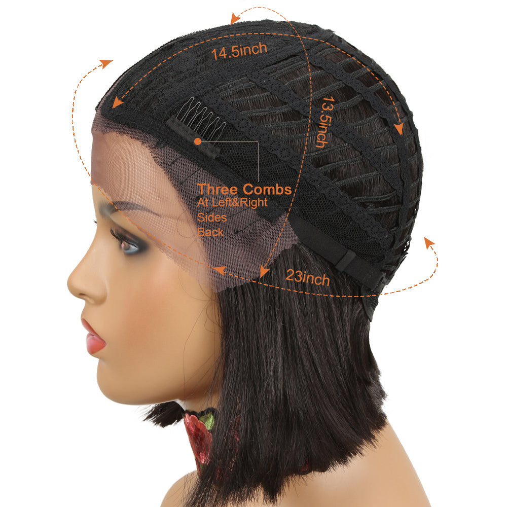 NOBLE Alia Synthetic Lace Front Wigs |9.5 Inch Blunt Cut Short Bob Wig | Ombre Brown Wig - Noblehair