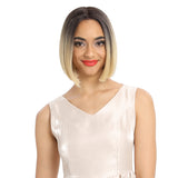 NOBLE Alia Synthetic Short BOB Lace Front Wig |9.5 Inch Blunt Cut Bob Wig |Ombre Blonde Wig - Noblehair