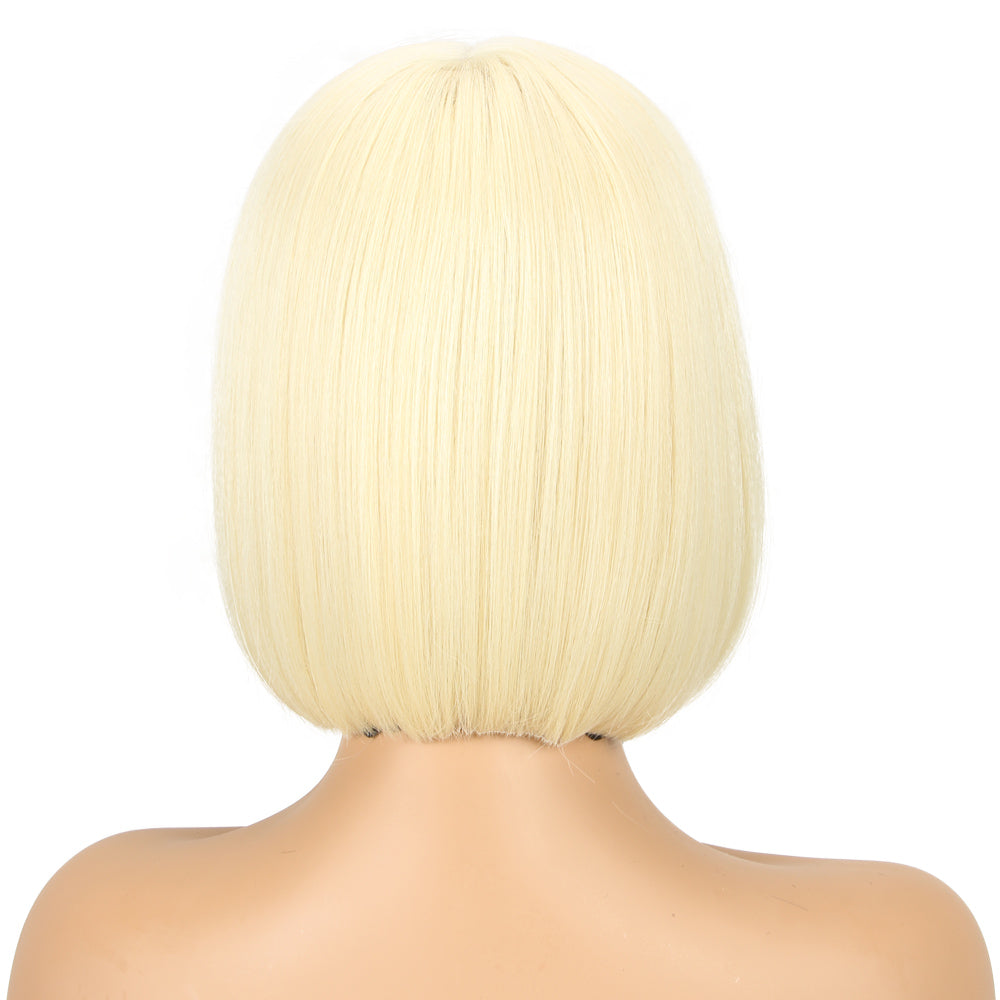 NOBLE Alia Synthetic Lace Front Wigs |9.5 Inch Blunt Cut Short Bob Wig | 613 Blonde Wig - Noblehair