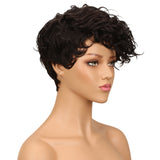 NOBLE Human Hair Wig | 10 Inch Short Curly Pixie | Single Color | Amna - Noblehair