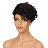 NOBLE Human Hair Wig | 10 Inch Short Curly Pixie | Single Color | Amna - Noblehair