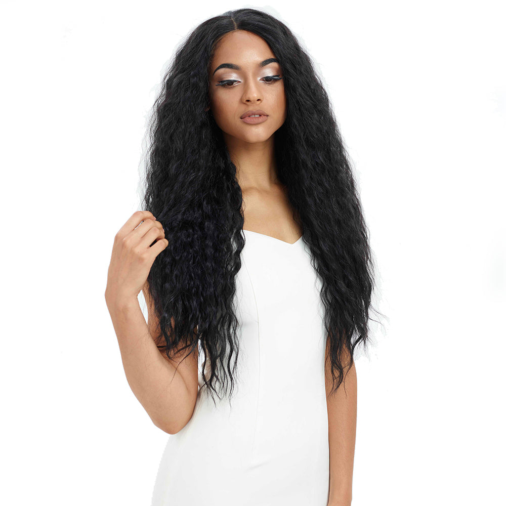 NOBLE Easy 360 Synthetic Lace Front Wig | 29 Inch Curly Wave | Natural Black | Aurora - Noblehair