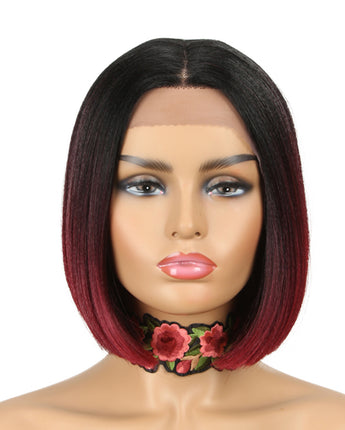 NOBLE Alia Synthetic Short BOB Lace Front Wig |9.5 Inch Blunt Cut Bob Wig |Ombre Red Wig - Noblehair