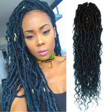 NOBLE Pre-Looped Passion Twist Hair | 20 inch Faux Locs Afro Braiding Hair Extensions with Curly Ends | Ombre Dark Blue BOHO HIPPLE - Noblehair