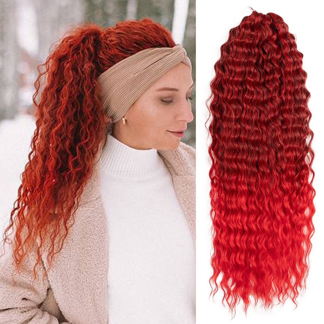Synthetic Braid Hair Ombre wine red 22 Inch Deep Wave Braiding Hair Ex –  Noble Hair