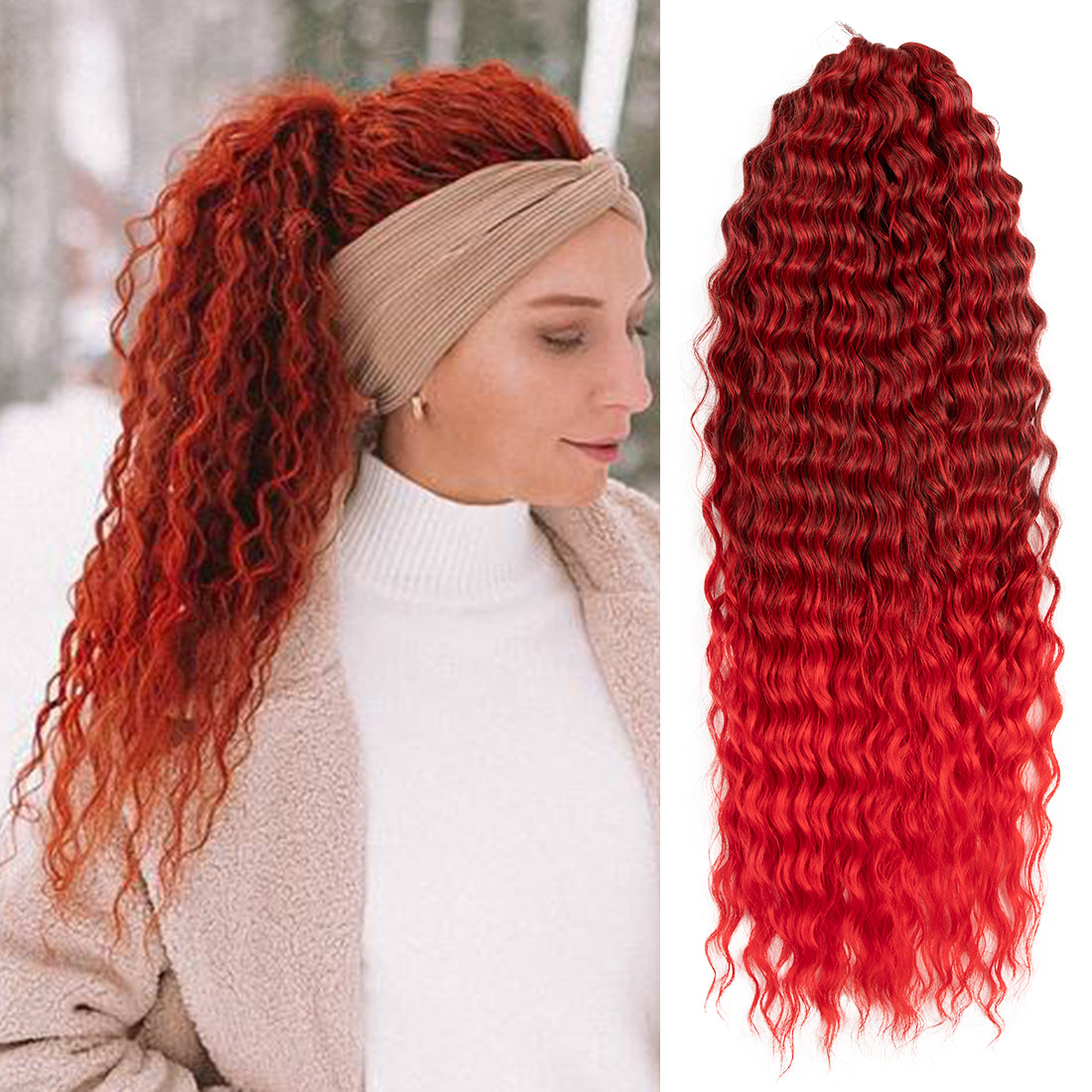 Red braiding hair deals