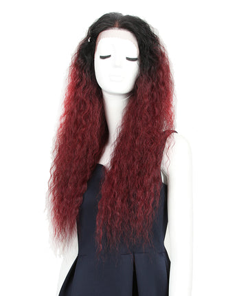 NOBLE 13*4 Synthetic Lace Frontal Wigs | 30 Inch Curly Wave Dark Red Wig| Beyonce - Noblehair