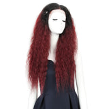NOBLE 13*4 Synthetic Lace Frontal Wigs | 30 Inch Curly Wave Dark Red Wig| Beyonce - Noblehair