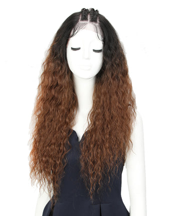 NOBLE 13*4 Synthetic Lace Frontal Wigs | 30 Inch Curly Wave Chestnut Brown Wig | Beyonce - Noblehair