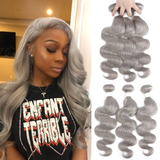 Silver Grey Body Wave 3 Bundles 100% Human Hair Extension