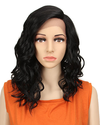 NOBLE Synthetic Lace Front Wig | 18 Inch Wavy Lob | Classic Black | Capri - Noblehair