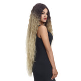 NOBLE Bohemian Synthetic Lace Front Wigs丨41 Inch Super Long Wavy Ash Blonde Wig - Noblehair