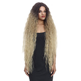 NOBLE Bohemian Synthetic Lace Front Wigs丨41 Inch Super Long Wavy Ash Blonde Wig - Noblehair