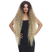41 Inch Super Long Wavy Ash Blonde Synthetic Wig | NOBLE Bohemian Synthetic Lace Front Wigs