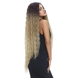 NOBLE Bohemian Synthetic Lace Front Wigs丨41 Inch Super Long Wavy Ash Blonde Wig - Noblehair