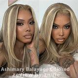 Flash Sale Customized Blonde Balayage on Brown Hair Transparent Lace Frontal Wig