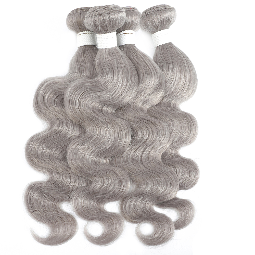 Silver Grey Body Wave 3 Bundles 100% Human Hair Extension