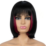 Designer Pick 12 Inch Long 3 Inch Lace Part Front Streaks Color Synthetic Wig