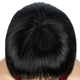 Designer Pick 12 Inch Long 3 Inch Lace Part Front Streaks Color Synthetic Wig