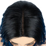 Designer Pick 12 Inch Long Ombre Blue Color Lace Part Synthetic Wig
