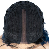 Designer Pick 12 Inch Long Ombre Blue Color Lace Part Synthetic Wig
