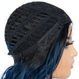 Designer Pick 12 Inch Long Ombre Blue Color Lace Part Synthetic Wig