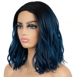 Designer Pick 12 Inch Long Green Highlight Color Lace Part Synthetic Wig